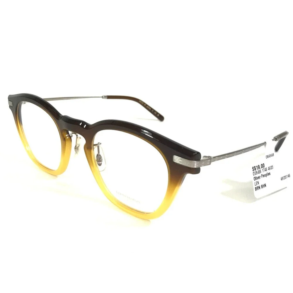 Oliver Peoples Eyeglasses Frames OV5496 1746 LEN Brown Yellow Silver 49-23-145